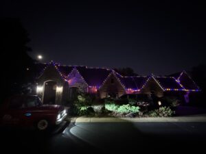 Stunning Bronze And Blue Holiday Lighting Installation Edmond OK