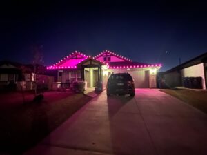 Vibrant Hot Pink Holiday Lighting Installation Edmond OK